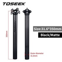 싯포스트 TOSEEK ZF-One 카본 시트포스트 무광 블랙 MTB 로드 바이크 길이 280mm 튜브 자전거 부품, 03 316-350mm