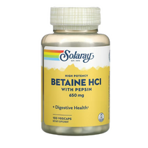 Solaray 고효능 베타인 HCL 펩신 함유 650mg 베지 캡슐 100정, 1개