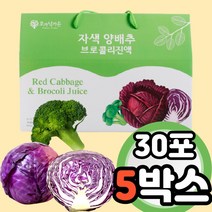 저온 가공 빨간 자색 적 제주 양배추 진액 양배추즙 브로콜리즙 사과즙 국내산 원료 사용, 30포x5박스
