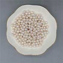 천연 담수 진주 진주알 진주 비즈 재료 목걸이 팔찌 의류 가방 장식 DIY 만들기, 6-7mm/110알, 횐색 50g 구멍있음