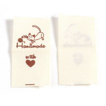 100PCs 만화 재봉틀 패턴 레이블 태그 직사각형 폴리 에스터 손으로 만든사랑 천 자수, 02 4x2cm