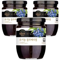 복음자리 유기농 블루베리 잼 340g 과일 청 퓨레 토스트 소스 홈카페 라떼 만들기, 3개