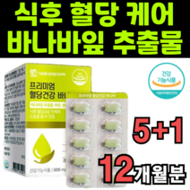 바나바잎 바나나잎 바나마잎 추출물 코로솔산 코르솔산 콜로솔산 식후 혈당 상승 조절 관리 억제 효능 먹는방법 인도산 당뇨 영양제 아연 셀렌 크롬 비타민b 대웅생명과학 복합식품 대용량, 6박스(12개월분)