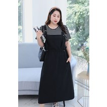 뚱뚱한 오버핏 여름 빅사이즈 미시옷루즈핏 케주얼티셔츠 멜빵 원피스세트