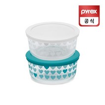 코렐 파이렉스 하트 내열유리 보관용기 블루 화이트