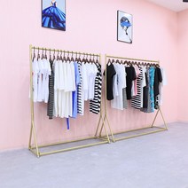 업소용행거 골드 철제 매장 스테인레스 행거 옷걸이, 블랙 길이 180 X130CM