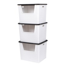 지오리빙 클린존 50L 분리수거함, 3단(화이트)