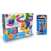 [ZEU] 핑크퐁 아기상어 자동 도미노 기차 320pcs 노랑 아기 상어 유튜브, 혼합색상