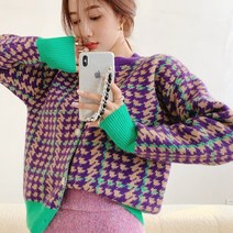 로지 하운드체크 스웨터가디건