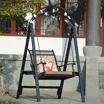 야외 정원 흔들 그네 전원주택 스윙 안락 의자 야외 매다는 해먹 스탠드 정원 테라스 가구 레저 흔들거리는, 01 White