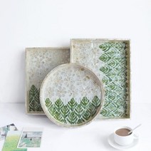 북유럽 보테니컬 자개 쟁반 수납 트레이 3종, 원형