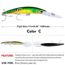 빅 베이트 루어 1Pcs 큰 Minnow 17cm 27g Wobblers 낚시 미끼 깊은 다이빙 인공 하드 조업 보트 바다 낚시, 03 03