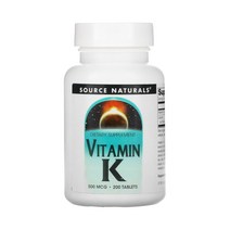 Source Naturals 소스 네츄럴 VitaminK 비타민K 500mcg 200정 피토나이온 Calcium 함유