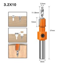 뿌레카 8MM 드릴 비트 목공 카운터 싱크 라우터 나사 추출기 레몬 철거 밀링 커터 도구, [08] 3.2MM