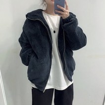 남녀공용 오버핏 보아 후드 누빔 양털 자켓 6컬러