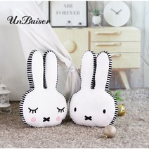 UNBAISER 북유럽 일반쿠션 미피 동물쿠션 침대 소파쿠션 토끼 아이방꾸미기, 줄무늬토끼