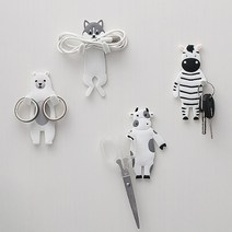 현관마스크걸이 4개 세트 흡착 자석 현관문 열쇠 차키 걸이 동물 캐릭터 벽 후크, 4개세트(부착형)