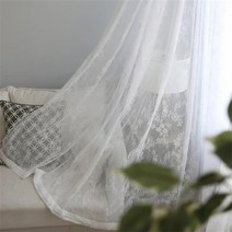 화이트 레이스 쉬어 커튼 침실 꽃 보일 tulle for living room 웨딩 장식 샤워 커튼 발코니 창 드레이프