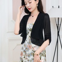 여성 쉬폰 레이스 가디건 숏 쉬폰 볼레로 여름 카디건 정장 오피스룩