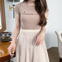 린다샵 자수 레터링 슬림 반팔 티셔츠-T9779K25