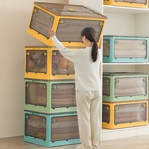 솔로스 대형(56L)/특대형(84L) 5방향 투명 오픈형 리빙 폴딩박스 캠핑 정리 수납 고양이집, 화이트, 대형