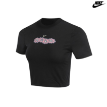 나이키 NIKE 크롭티 반팔 티셔츠 여성 스포츠웨어 여름 슬림핏 크롭 라운드 블랙