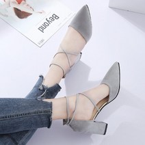 [최저가]심플한 세무 스트랩 펌프스힐 3color 7cm