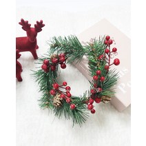 [샤이닝홈] 이너스 조화 크리스마스 캔들링 리스 슈가 레드베리 리스 장식 M 1P, 레드