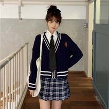 겨울골프스커트 테니스 주름 플리츠 빅사이즈 스커트 대학 스타일 레트로 베어 클래식 카디건 아우터 슈트 탑