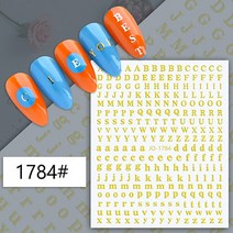 3D 영어 알파벳 네일스티커, 골드, 1개