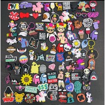 자비츠 크록 장식 악세사리 참 세트100pcs 믹스 만화 애니메이션 신발 샌들 액세서리 PVC 정원 장식 맞는
