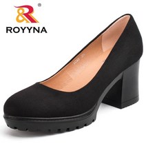댄스스포츠화 라틴댄스화 슈즈 Royyna 새로운 패션 스타일 여성 펌프 얕은 여성 신발, 7, 검은 색