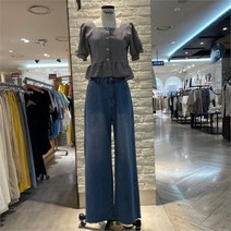 파파야 SH01 스퀘어넥 잔체크 블라우스 PNMRBL048B