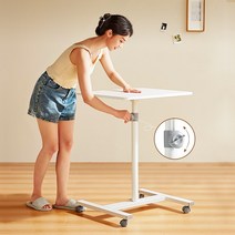 높이조절 테이블 소형 노트북 이동식 간이 책상, 서랍형 화이트