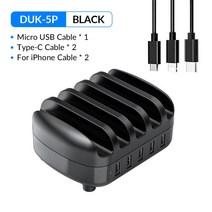 가성비ORICO 5포트 USB 충전기 스테이션 도크 홀더 포함 40W 5V2.4A 케이블 호환 샤오미 공식, 04 5P with Cable_02 UK Plug