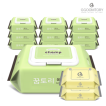 꿈토리 [꿈토리물티슈] 아기물티슈 뉴 가득찬 챔프 캡형 55gsm 100매 10팩+휴대용2팩, 1