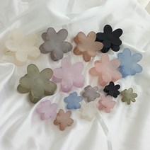 마블 플라워 꽃 반투명 무광 앞머리 헤어 집게핀