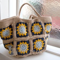 모카 모티브 가방 DIY 패키지아몬드실 플라워 패턴 토트백 뜨기, 버전1.브라운 모카가방