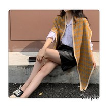 티피/Teepie 삼각 숄 봄 체크 니트 머플러 가을 여성 넥워머 숄