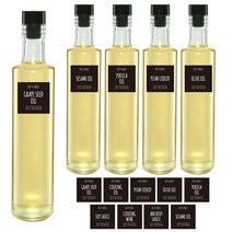 저스트인테리어 국산 유리 오일병 5개 + 라벨 9종 세트 300ml 1세트