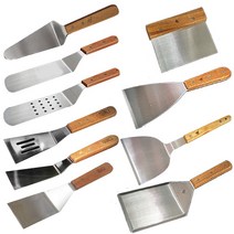 [쿠커스 판다] 델키 스텐 우든 스끼바 헤라 스페치 햄버그 터너 모음 택일 (철판 볶음) 삼각 굴절 타공 햄버거 뒤집개 뒤집기 /우드 나무 손잡이 토스트 캠핑, 델키 우든 사각 스페치 [905] 중