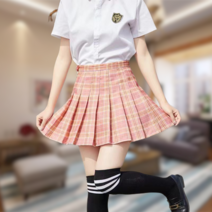 스커트 반신 플리츠 스커트 A라인 허리 날씬해 보이고