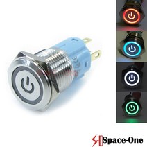 16mm 메탈방수스위치 전원마크 조광타입 12V~24VDC 스테인레스 재질 (푸쉬타입 푸쉬락타입 선택), 푸쉬타입, 레드