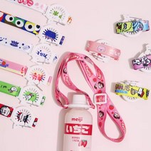 별빛 휴대용 음료병 스트랩 만화 물병스트랩 프트 버튼 물병 스트랩 어린이 병 스트랩, 핑크 돼지