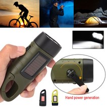 LED 손전등 핸드 크랭크 태양열 충전식 서바이벌 기어 낚시 보트 하이킹을 위한 자체 전원 충전 토치 발전기, [01] flashlight black