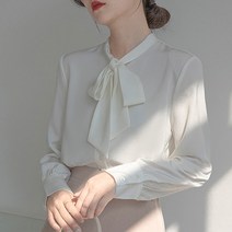 왕리본 블라우스 여성 얇은 직장인 출퇴근 30대