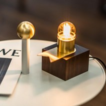 매장 홈카페 포인트 인테리어 미니 골드 우드 스탠드 앤틱 안방 책상 침대협탁, H-ONE 단스탠드_네츄럴:사각(YWBDD), LED전구색(노란빛)