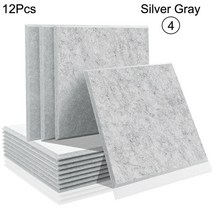 소음 방지 흡읍재 스튜디오 패널 음향 흡수 방음벽 아트보드 셀프방음 차음재 DIY 12개, 4Silver Gray 12pcs, 1cm