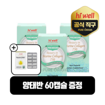하이웰 뉴질랜드 마린콜라겐 750mg 60캡슐 3개 뷰티마린 먹는 콜라겐 피부 저분자