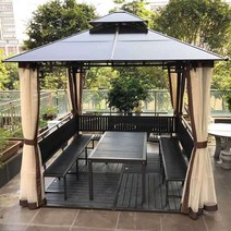 정자 캐노피 정원 테라스 원두막 파고라 바베큐장 옵2, 2.6x2.6m3 3좌판 1테이블
